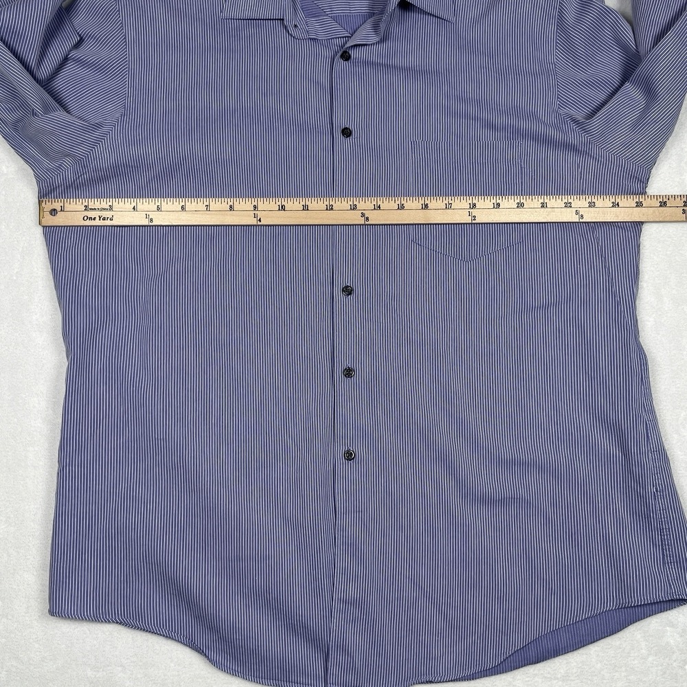 Alfani Fitted Dress Shirt Mens XL 17.5 34-35 Stretch Easy Care Purple White - Picture 6 of 8